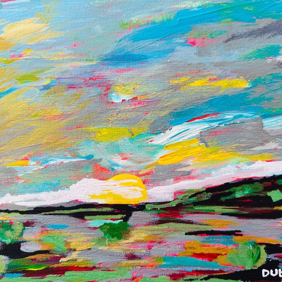 Original Painting Impressionism Collectible Landscape Sunset 8" x 10" Canvas - Picture 4 of 4